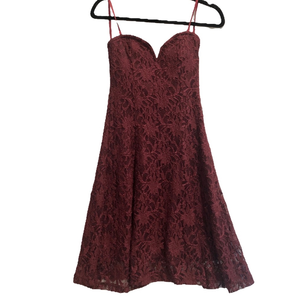 Strapless Red Lace Mini Dress